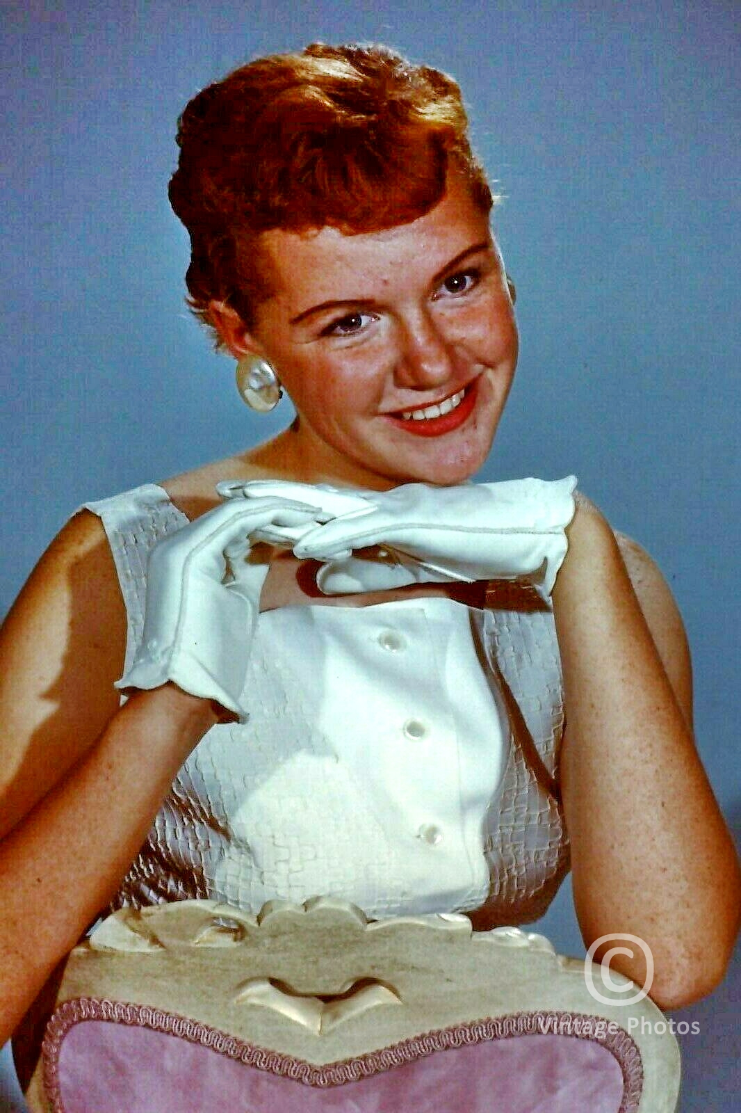 1958 American Fashion, Woman with White Gloves