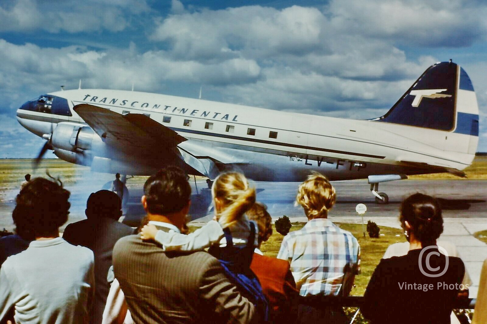 1950s Transcontinental Aircraft - Curtiss C-46A-45-CU Commando & People 